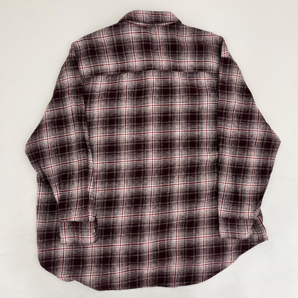 Old Navy Mens Size XL Button Up‎ The Boyfriend Shirt Burgundy Plaid Flannel - Picture 5 of 8